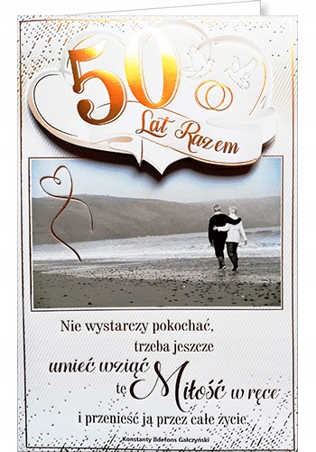 

Kartka na 50 Rocznicę ślubu Złote Gody tekst RS2