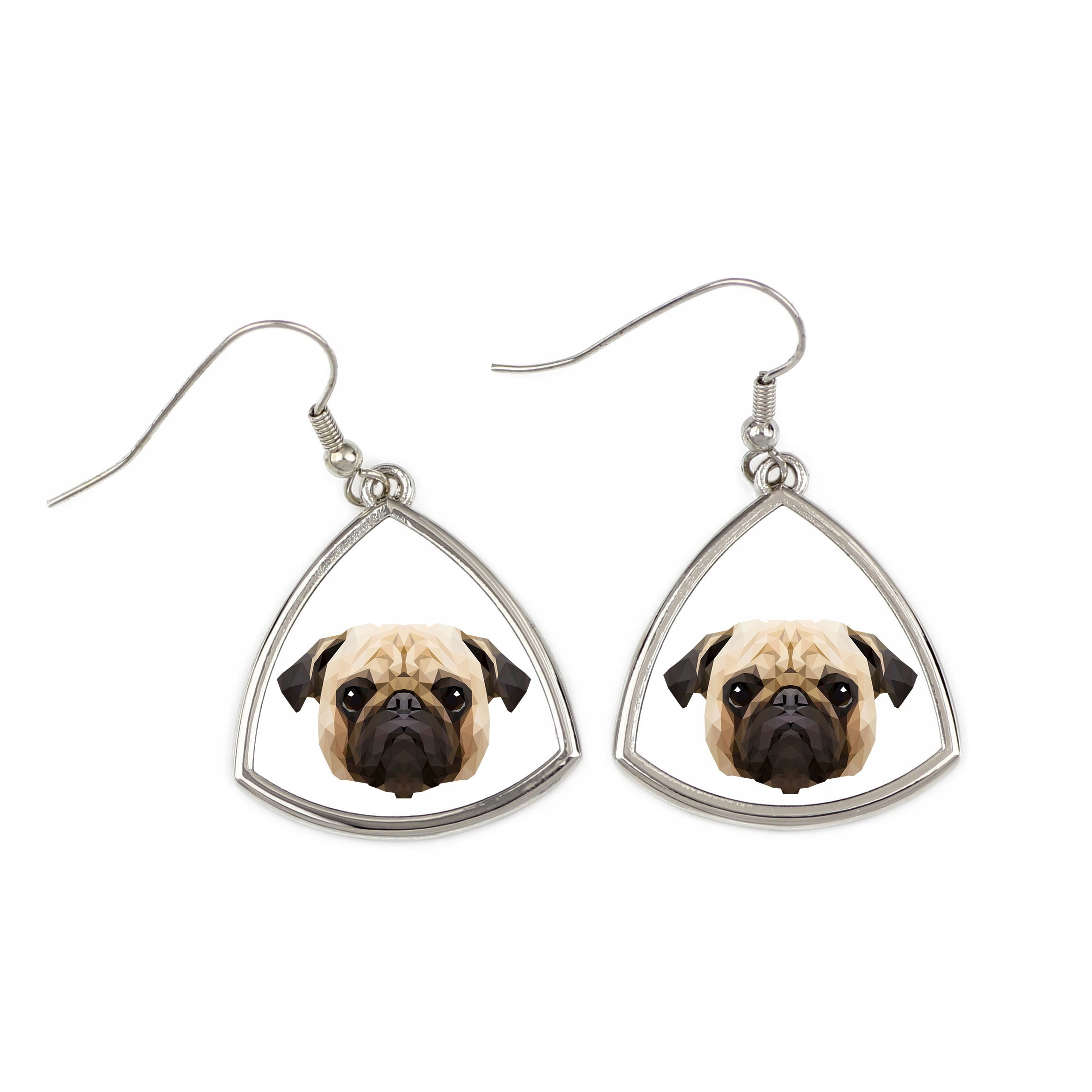 

Mops Pug Kolczyki z grafiką, pies geometryczny