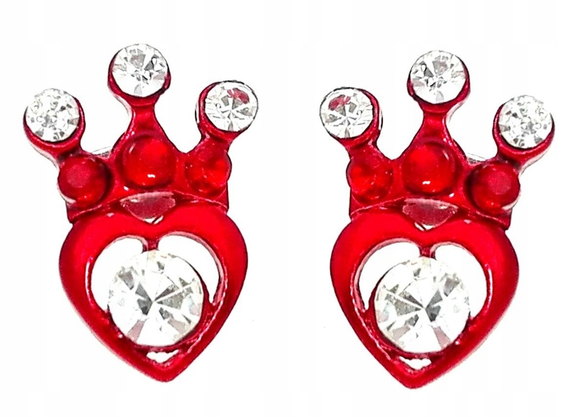 

Kolczyki serduszka z koroną czerwony