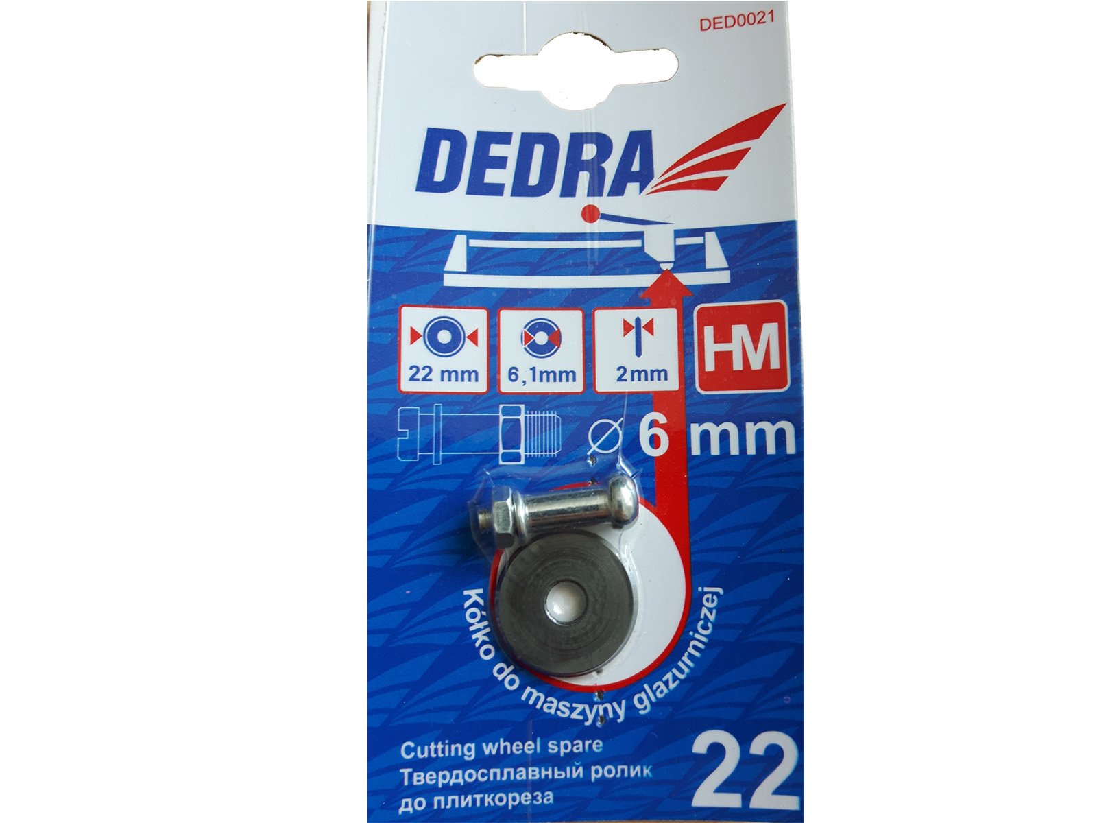 DEDRA Kółko nóż do maszynki do glazury 22mm gr.2
