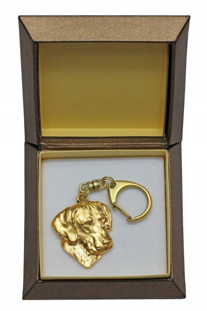 

Rhodesian Ridgeback Pozłacany brelok w pudełku