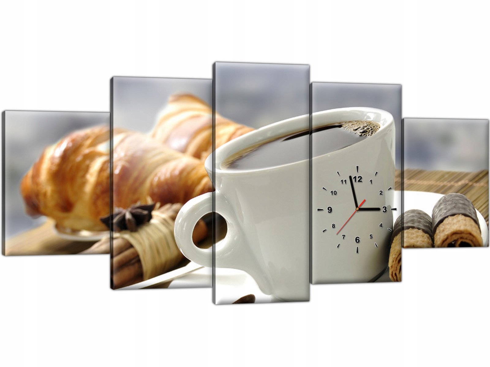 

Zegar ścienny 150x70 Filiżanka Kawy Croissant