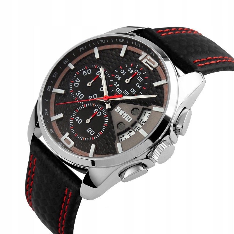 

Zegarek męski - Skmei - pasek - skóra - chronograf