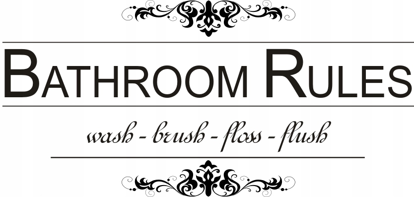 

Napis na ścianę naklejka cytat -Bathroom rules 124