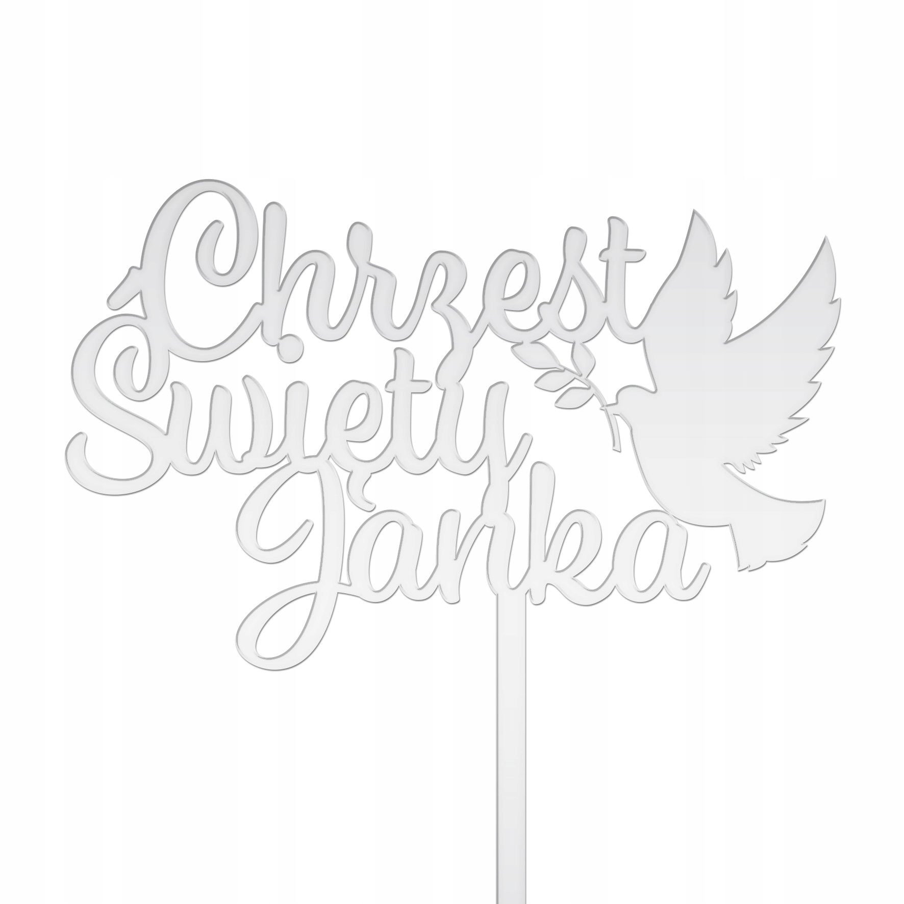 TOPPER NA TORT CHRZEST ŚWIĘTY NAPIS SREBRNE LUSTRO