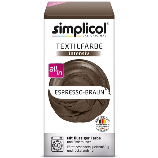 SIMPLICOL ІНТЕНСИВНИЙ БАРВНИК КОРИЧНЕВИЙ ДЛЯ ТКАНИН ЕСПРЕСО КОРИЧНЕВИЙ