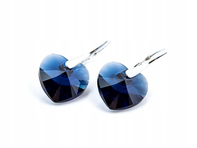 

Srebrne Kolczyki 925 z kr. Swarovski Serca 14mm DI