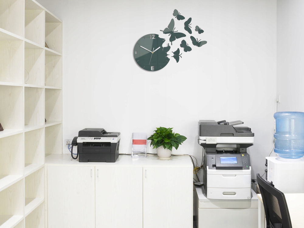 ZEGAR ŚCIENNY ULTRA CICHY MOTYLE 3D SZARY Marka ModernClock