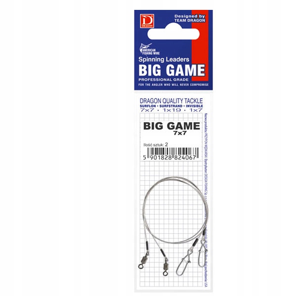 Przypon Dragon 7x7 Surflon Big Game 30kg 20cm 2szt.