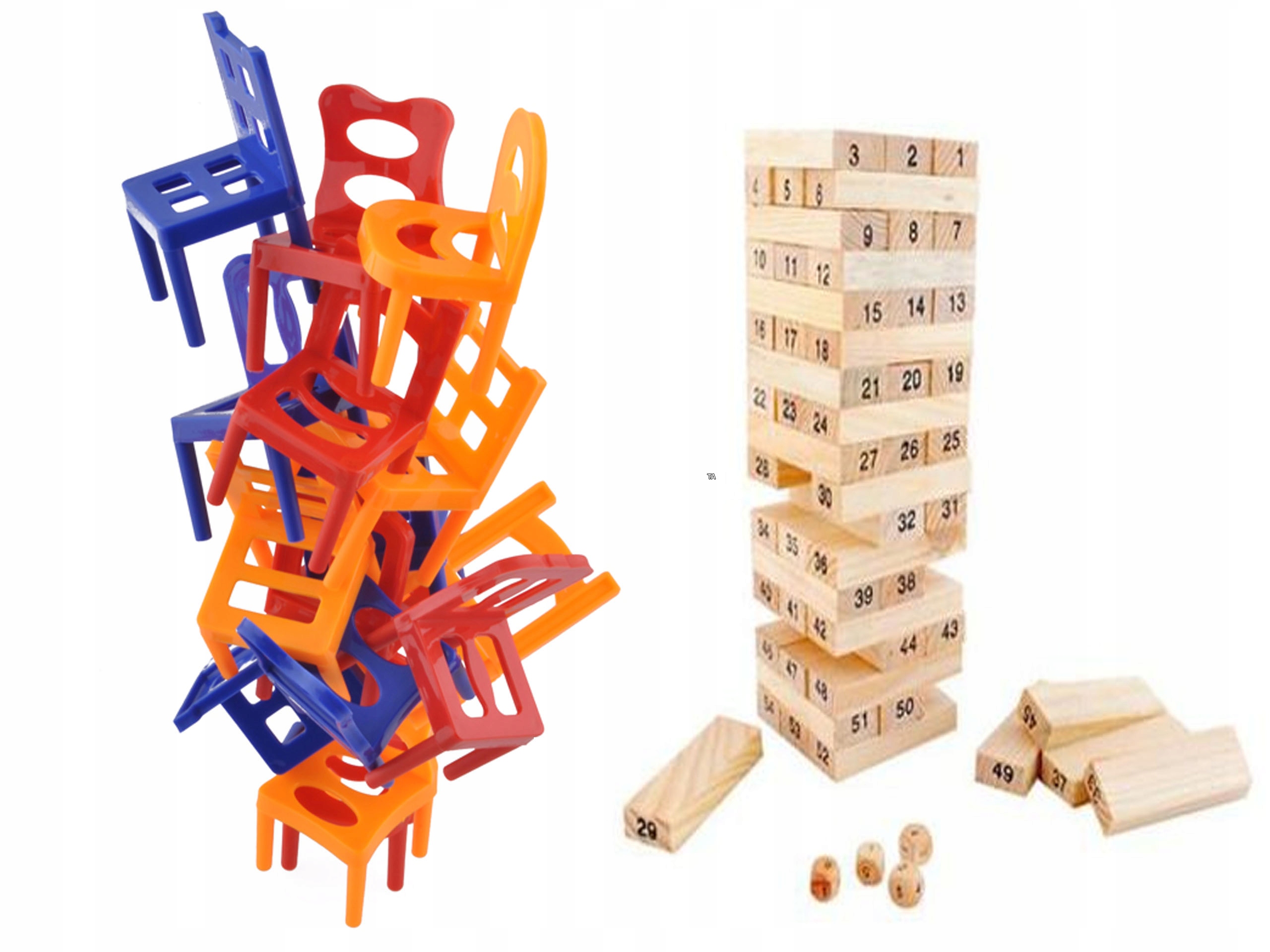 

78w1 Gra Wieża Spadajace Krzesła Drewniana