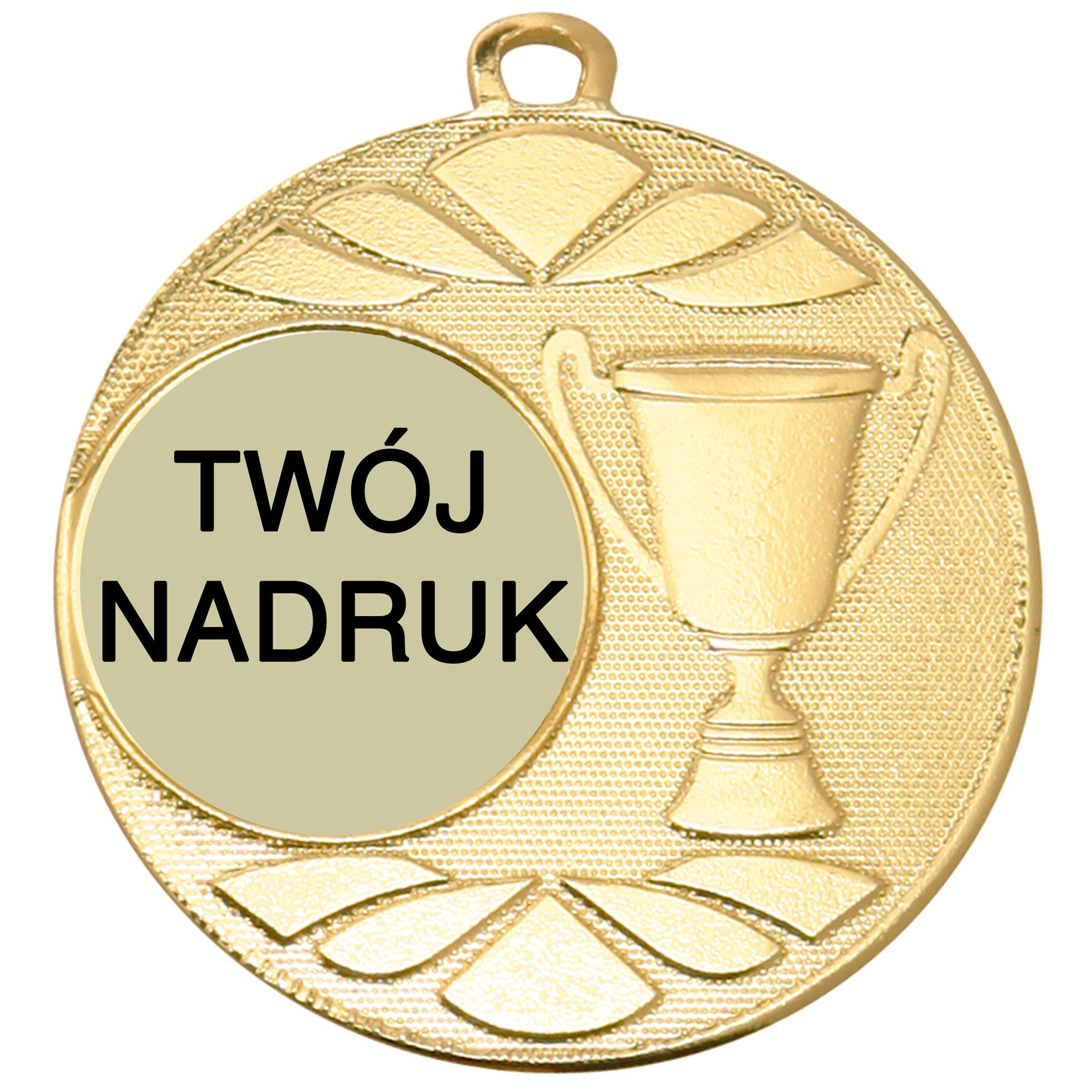 

Złoty Medal z nadrukiem Nagroda 50mm Wstążka