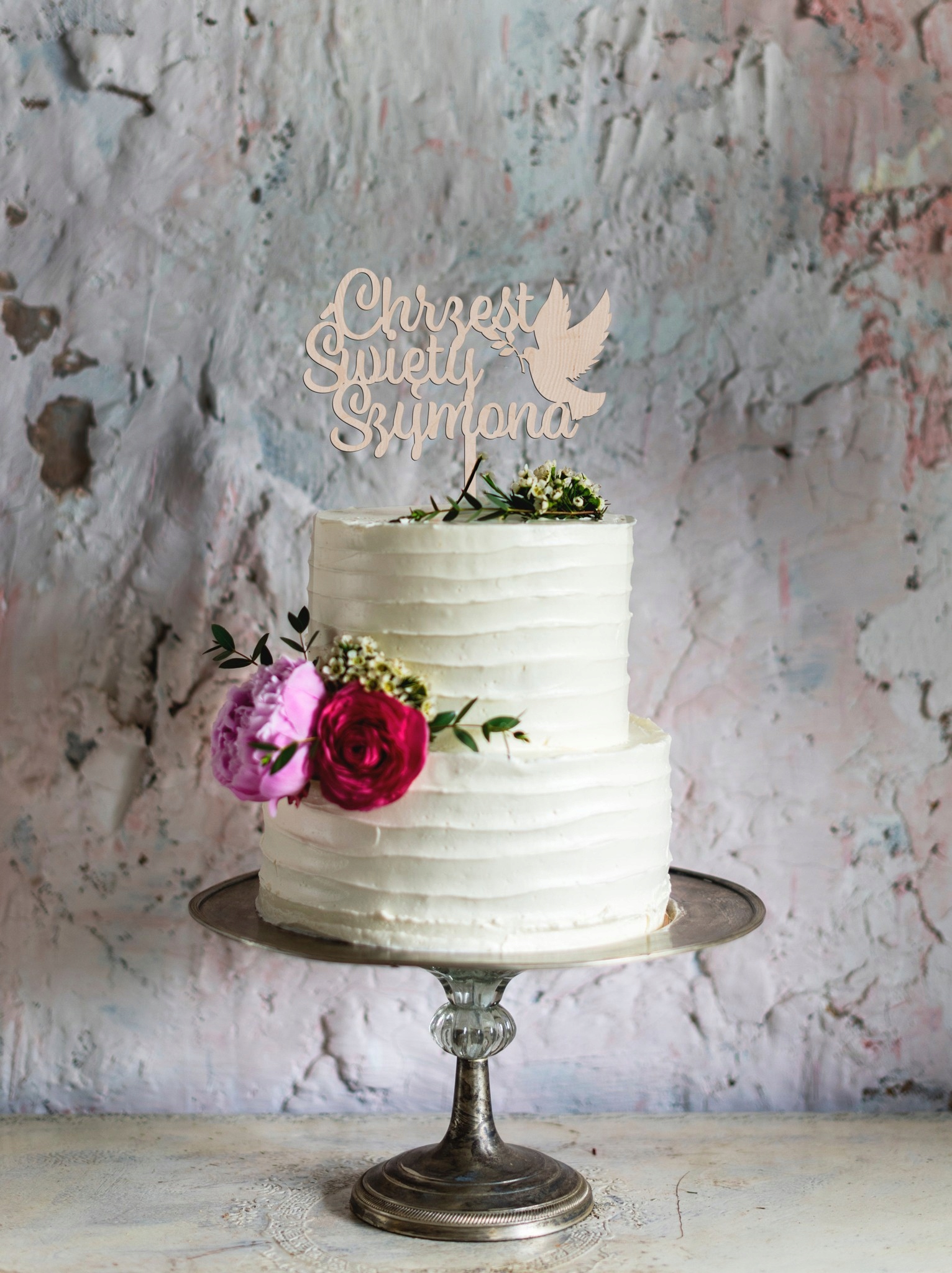 DEKORACJA TOPPER TORT CHRZEST ŚWIĘTY NAPIS BIAŁY Rodzaj ozdoby waflowe