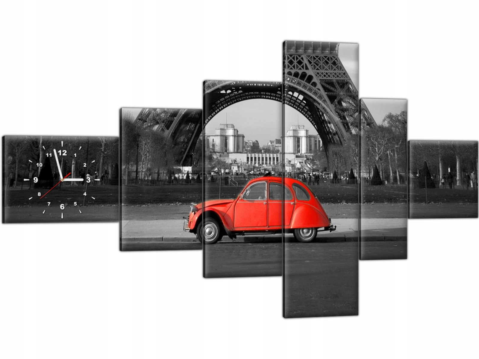

Zegar ścienny 180x100 Wieża Eiffla Czerwony Garbus
