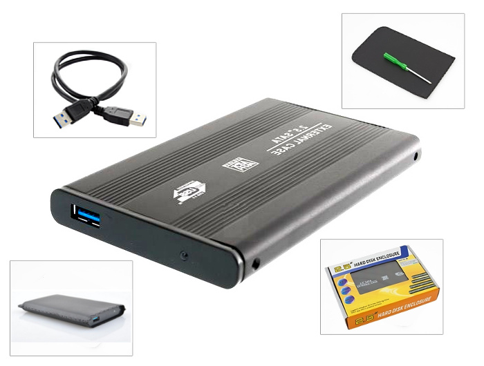 Obudowa dysku 2,5 SATA HDD USB 3.0 + Etui + Kabel