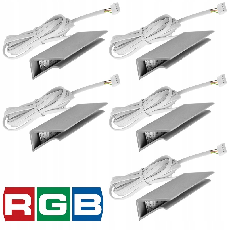 ZESTAW 5 x klips LED PCV RGB do półek szyb klipsy Długość 0.05 m