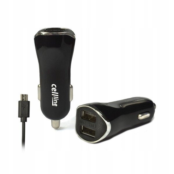 CELLline Ładowarka Samochodowa 2x Usb 2A z kablem