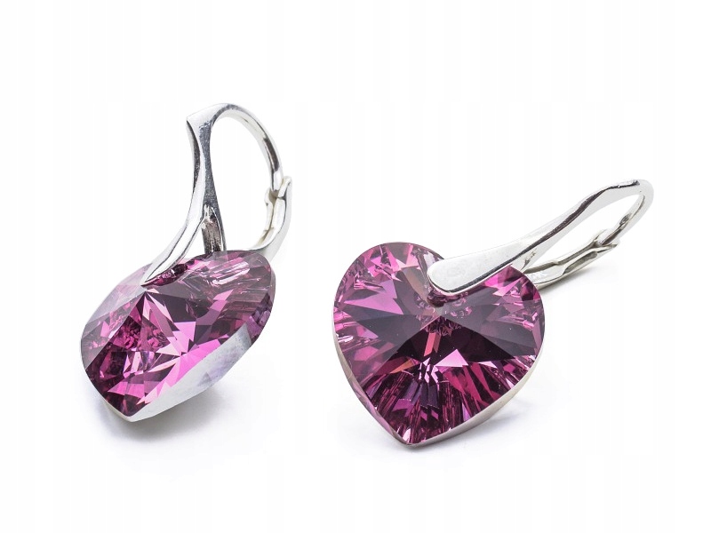 

Srebrne Kolczyki 925 z kr. Swarovski Serca 14 Rcal