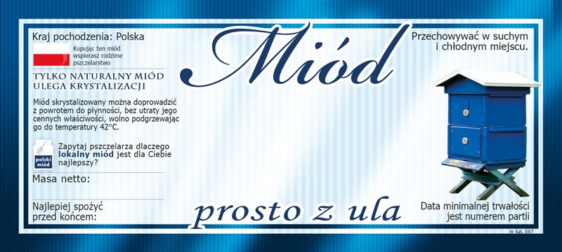 

Etykiety na Miód Prosto z Ula (100szt) wzór E87