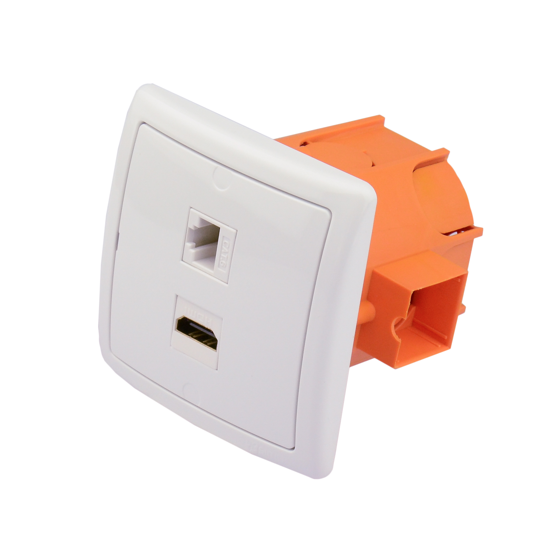 2× Gniazdo HDMI Kontakt Simon RJ45/HDMI białe