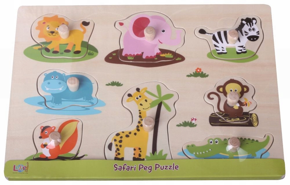 

Drewniana Układanka Z Uchwytami Zwierzęta Safari
