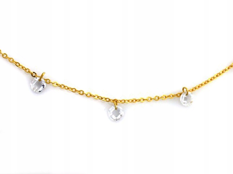 

Srebrny Pozłacany Naszyjnik 925 Łańcuszek Z Cyrkon