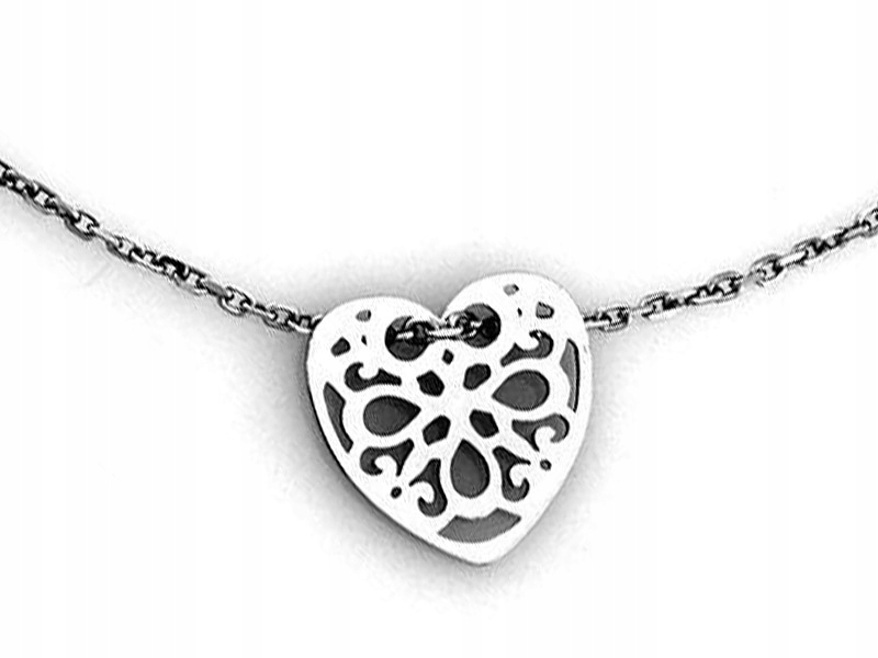 

Srebrny Naszyjnik 925 Ażurowe Serce Celebrytka
