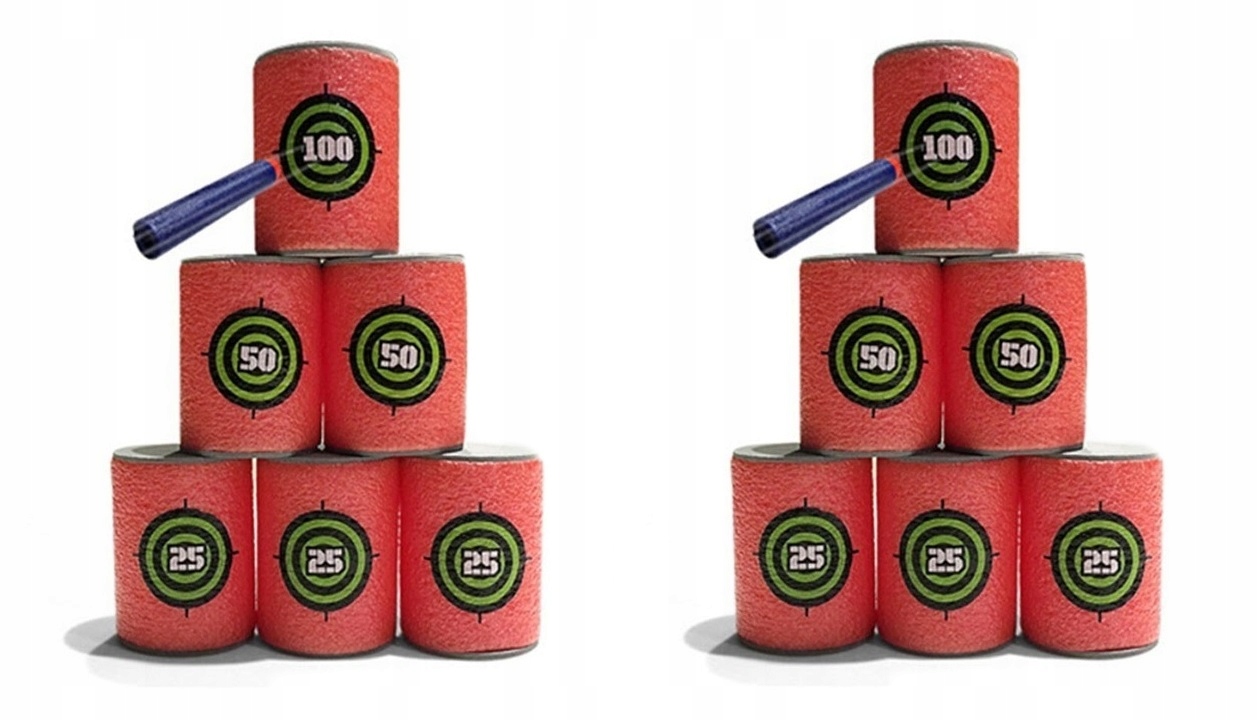 12 PIANKOWE CELE BECZKI DO NERF TARCZA Z PUNKTAMI STRZELANIE DO CELU