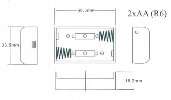 KOSZYK NA BATERIE POJEMNIK 2x AA R6 WYLACZNIK 2R6 Producent AA