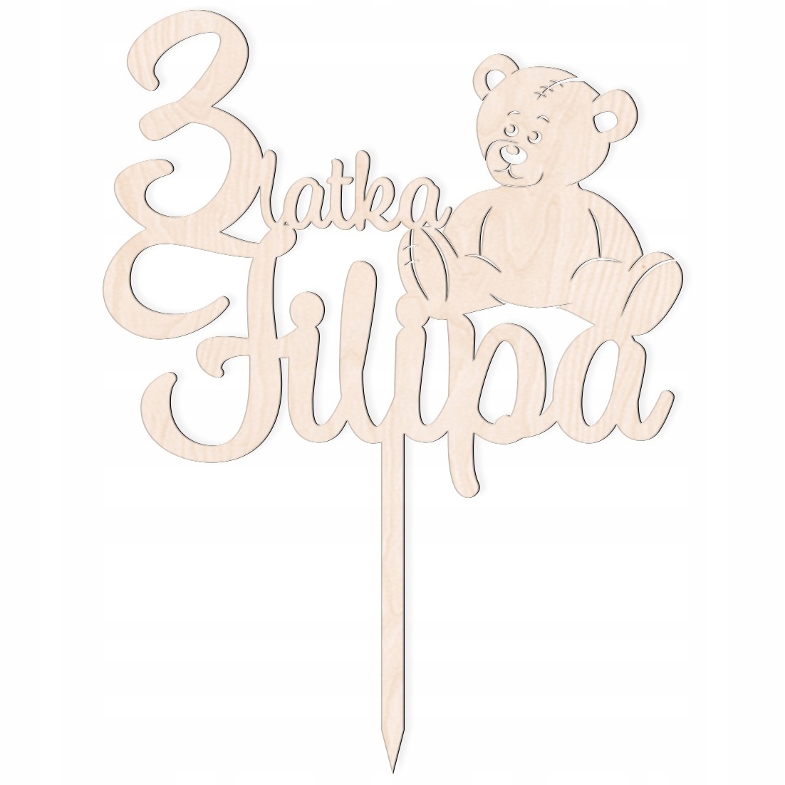 TOPPER URODZINY IMIĘ NAPIS ozdoba NA TORT MIŚ LAT Motyw personalizowany
