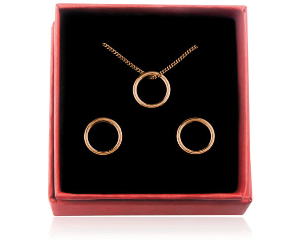 

Komplet Celebrytka Srebro Karma Koła Ring Różowy