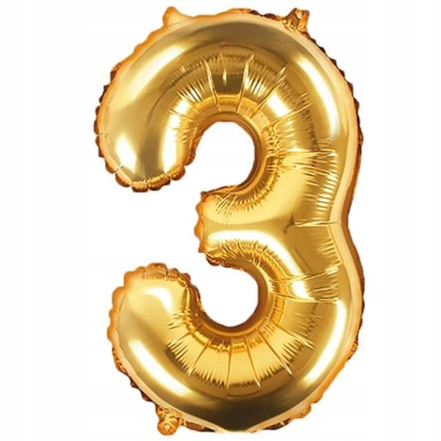 balon foliowy 35cm cyfra ''3'' złoto | FB10M-3-019 — 2