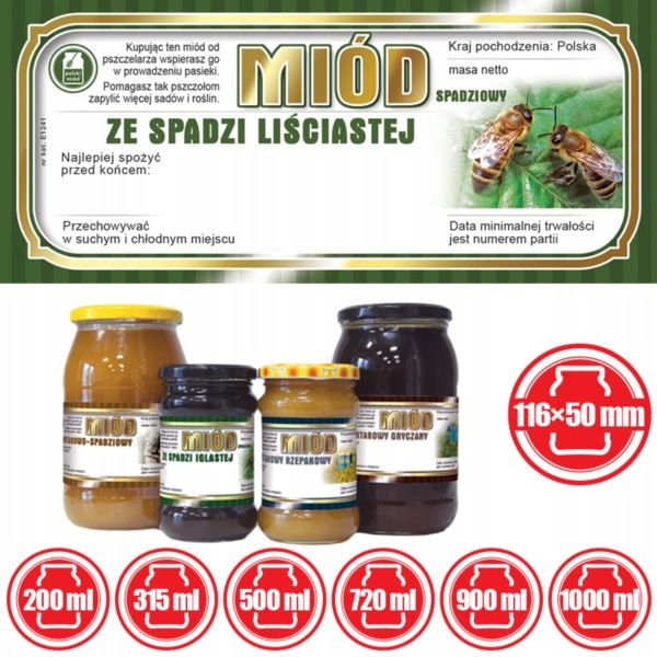 

Etykiety na Miód ze Spadzi Liściastej - wzór E1241