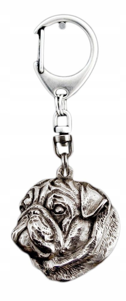 

Mops Pug Brelok do kluczy Breloczek posrebrzany