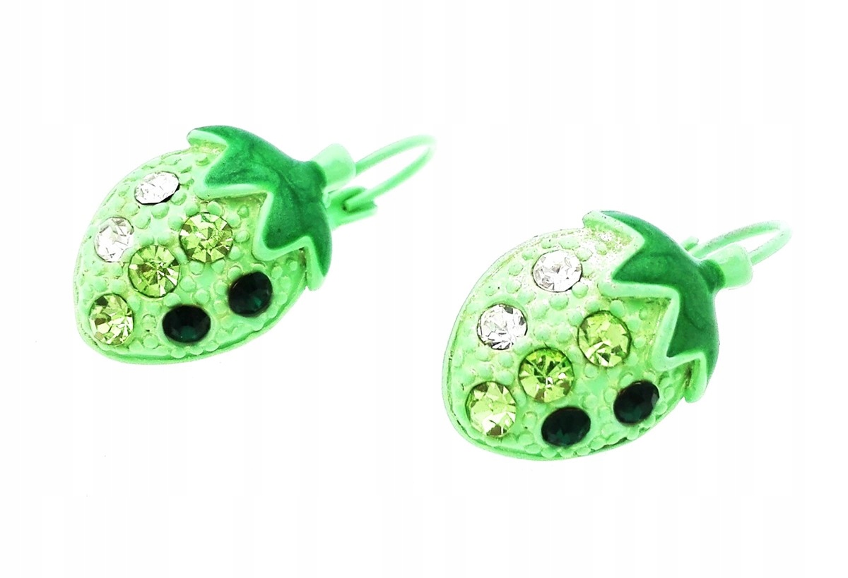 

Kolczyki truskawki z cyrkoniami zielone