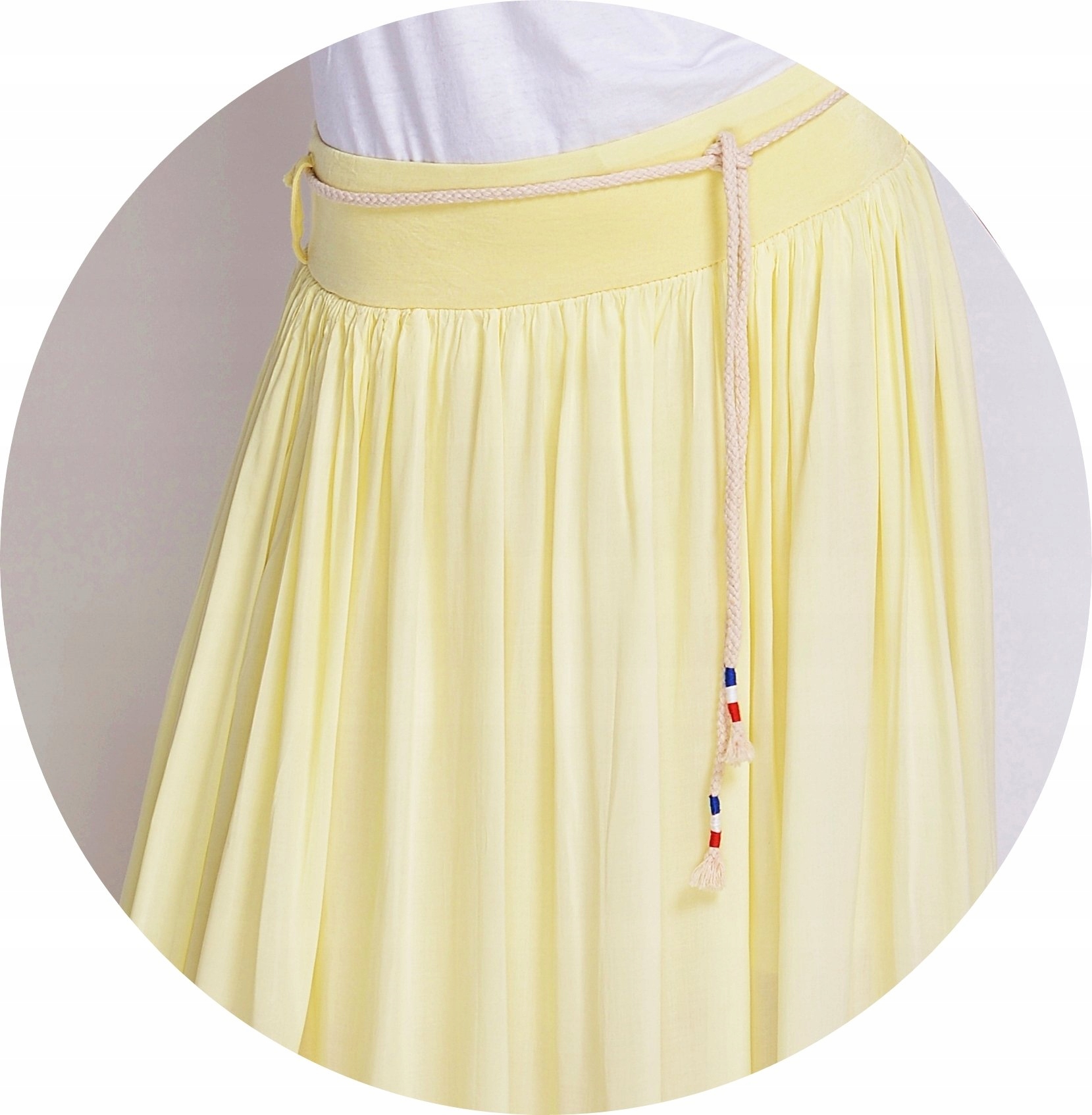 Długa zwiewna SPÓDNICA z paskiem Wzór dominujący inny wzór