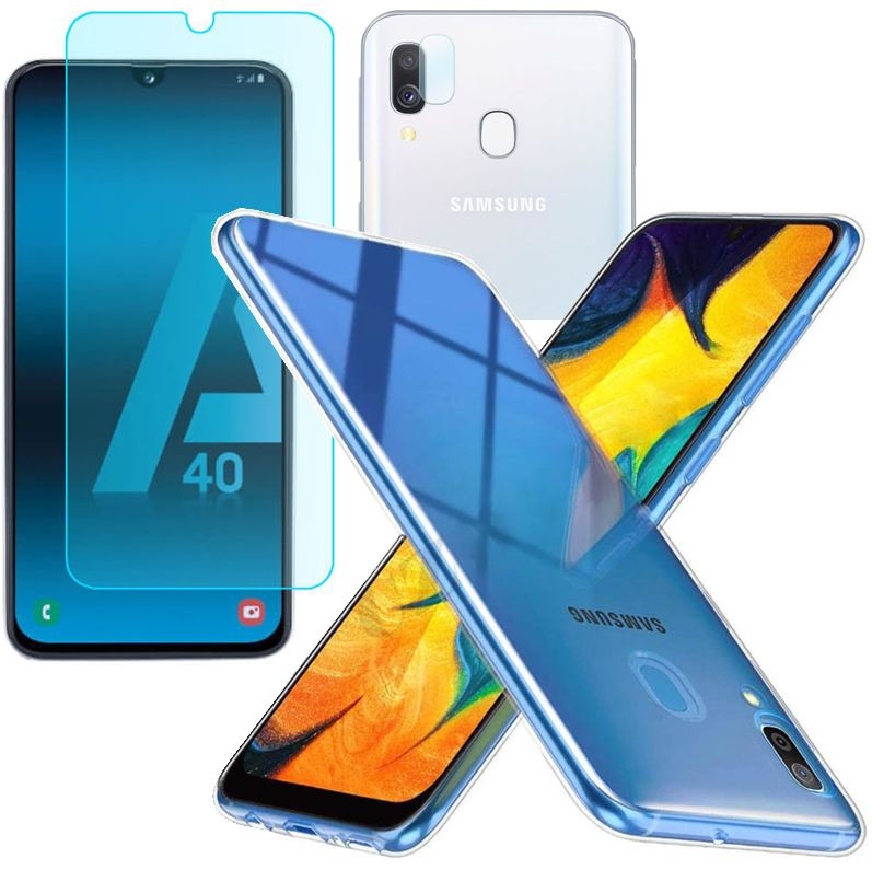 

Galaxy A40 | Etui Feather Case | Bezbarwne +szkła