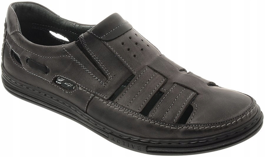 

Buty Męskie Skórzane Ażurowe Skóra 06 Szary 38