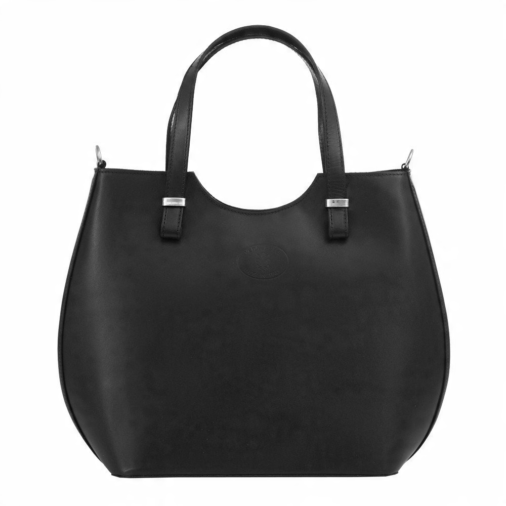 

Włoska Skórzana Torebka Czarna shopper bag Skóra