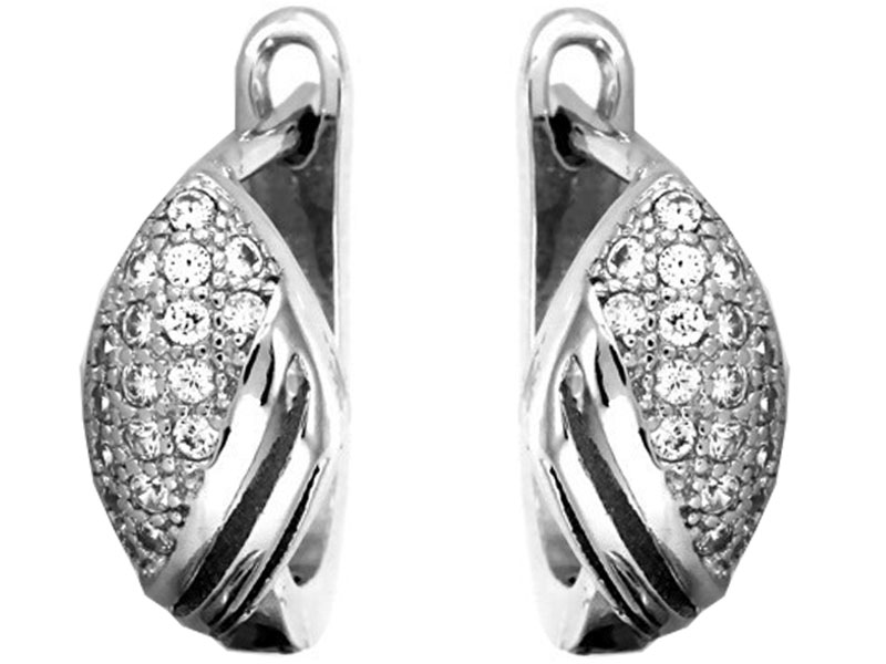 

925 Srebrne Kolczyki Migdały Z Białymi Cyrkoniami