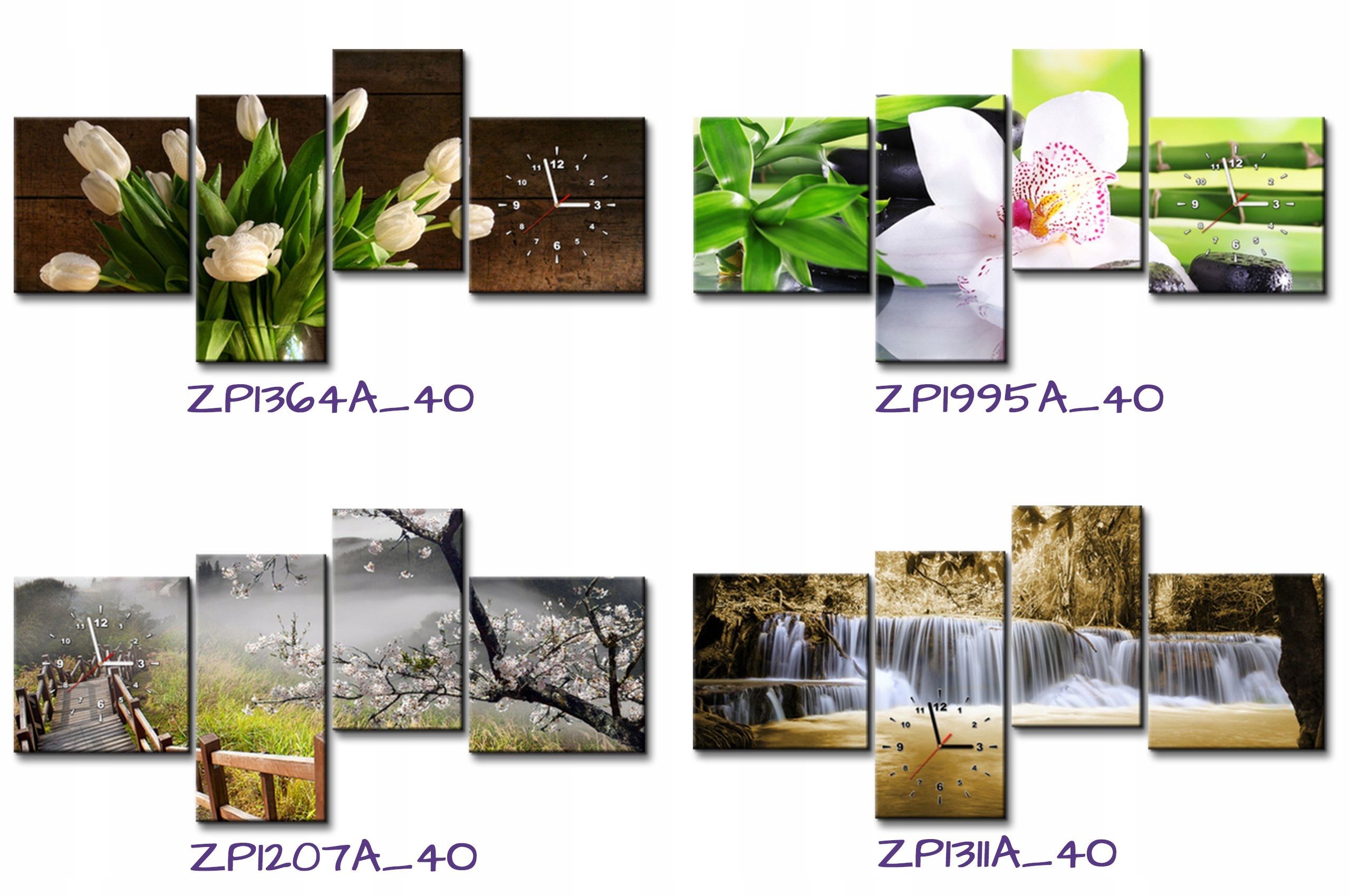 Zegar ścienny 140x70 Różowy storczyk Kamienie SPA Marka inna