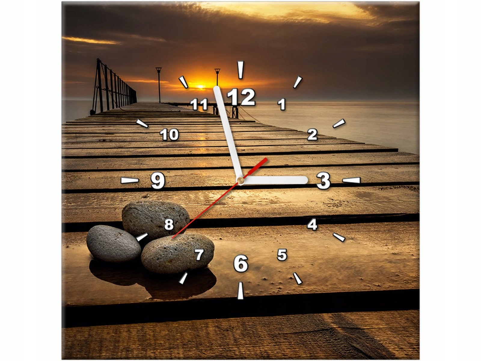 

Obraz z zegarem 40x40 zegar ścienny molo do salonu