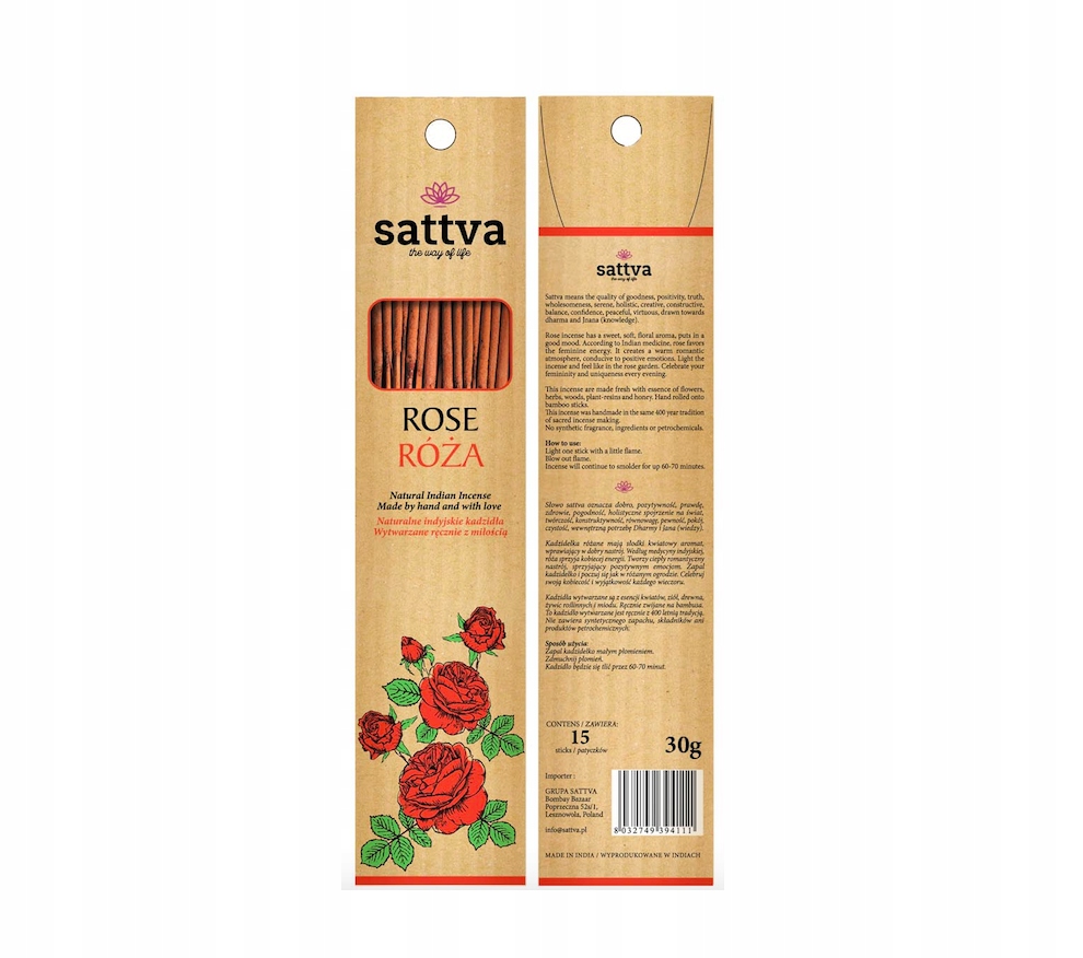 

Sattva Rose Naturalne Indyjskie Kadzidło Róża
