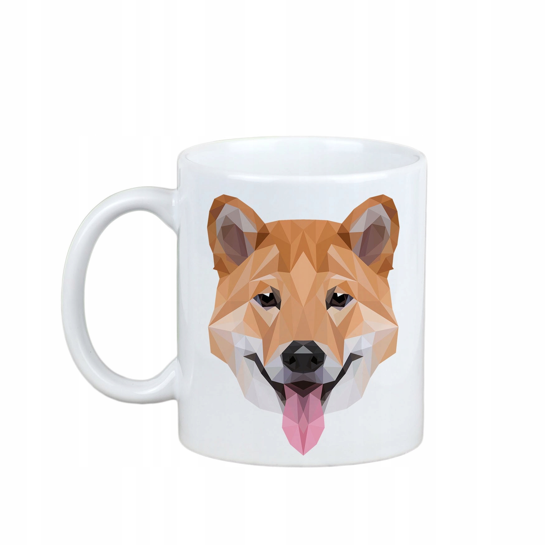 

Shiba Inu Kubek z napisem, geometryczny pies
