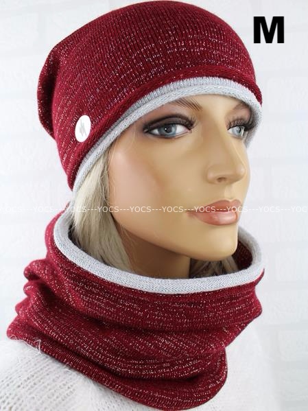 KOMPLET DAMSKI CZAPKA DAMSKA + KOMIN SZALIK CHUSTA