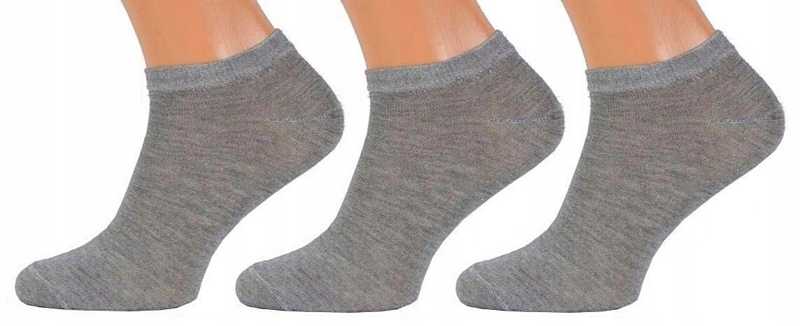 

3 Pary Skarpetki Stopki Damskie Męskie Szare 35-38