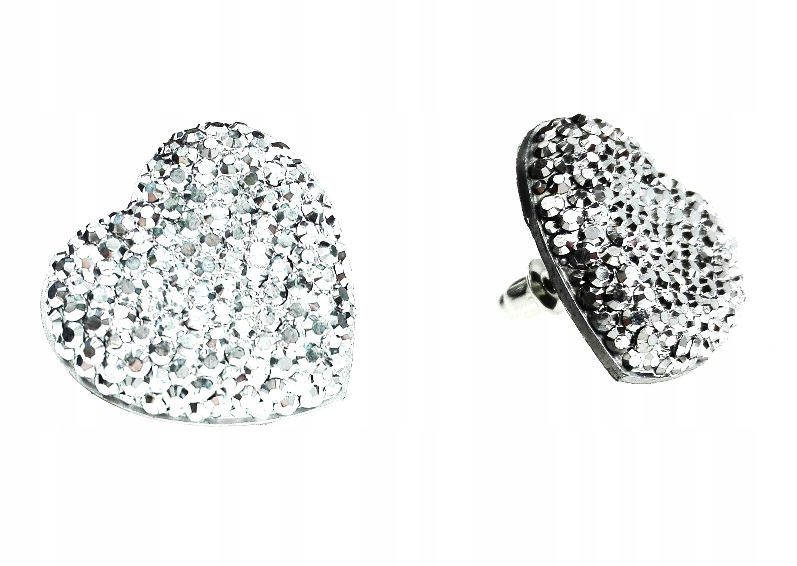 

K176-6 Kolczyki Serca Kryszt. 24mm Kol.srebrny