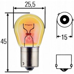 

Hella żarówka PY21W 12V żółta Bau 15 s