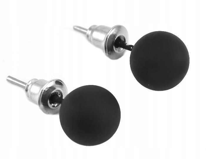 

Kolczyki Czarne Satynowe Kulki 8 MM