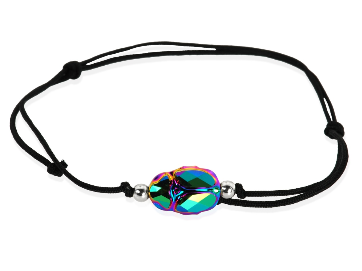 

Bransoletka sznurek pleciona skarabeusz Swarovski