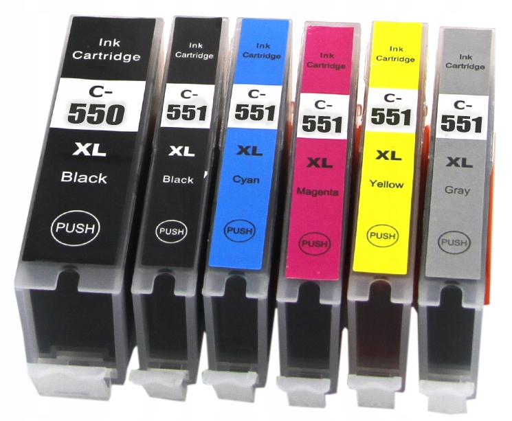 

6x Tusze Do Drukarki Canon Pixma PGI-550 CLI-551GY